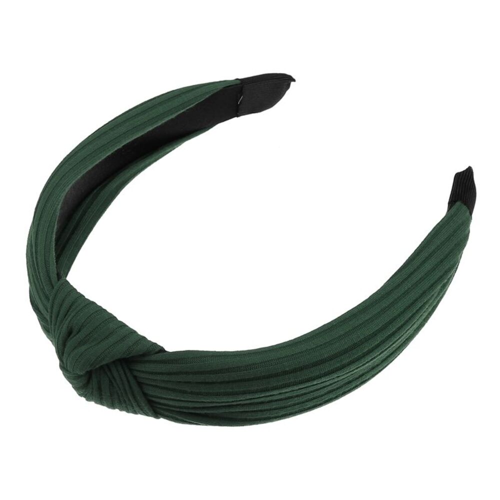 Textured Cotton Knot Headband Soft Hairband 1.3 Inch Height Dark Green
